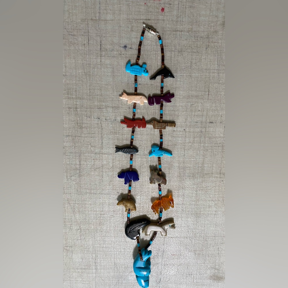 Native American Animal Multi Gemstone Necklace, B… - image 1